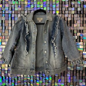 Logo by Lori Goldstein Ruffled Denim Jacket - Size 0